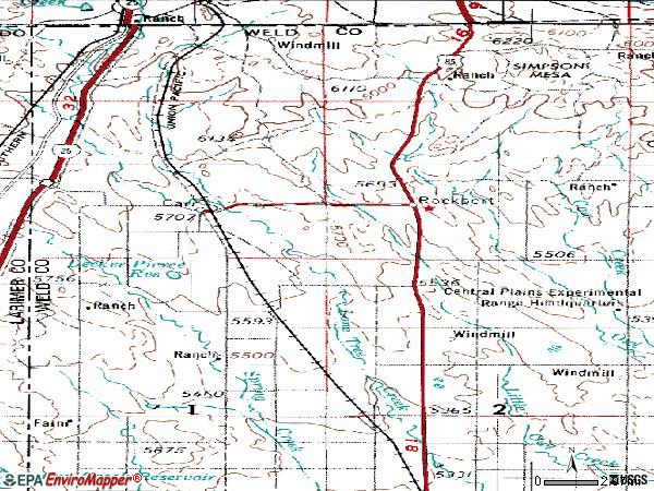Zip code 80612 topographic map