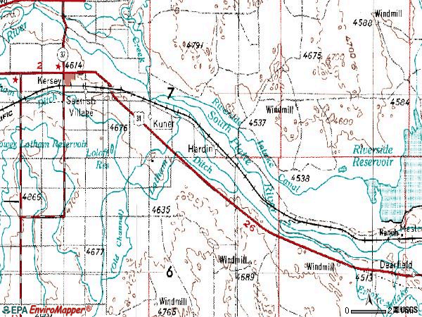 Zip code 80644 topographic map