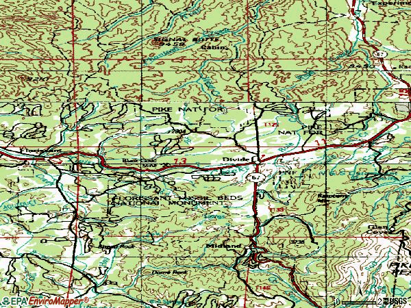Zip code 80814 topographic map