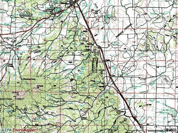 Zip code 81020 topographic map