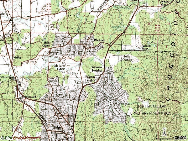 Zip code 36206 topographic map