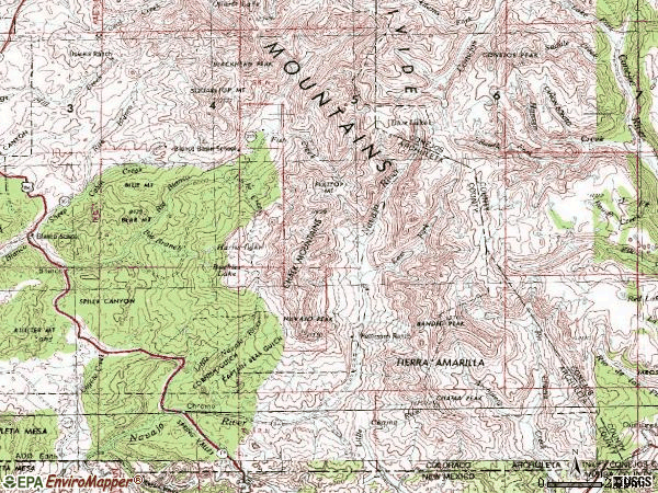 Zip code 81128 topographic map