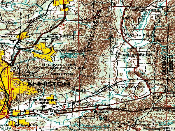 Zip code 36207 topographic map