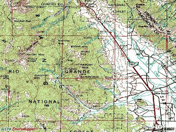 Zip code 81155 topographic map