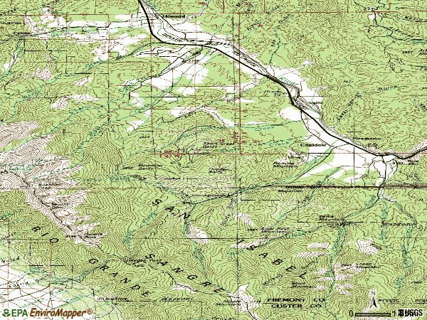 Zip code 81222 topographic map