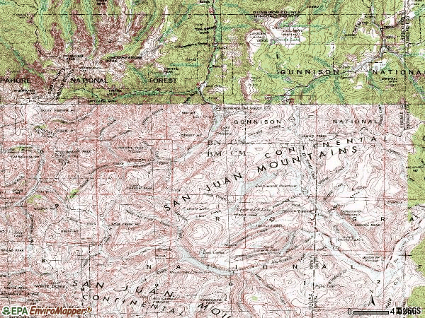 Zip code 81235 topographic map