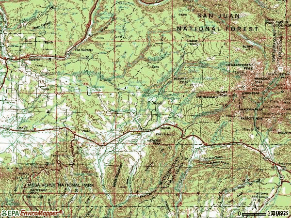 Zip code 81328 topographic map