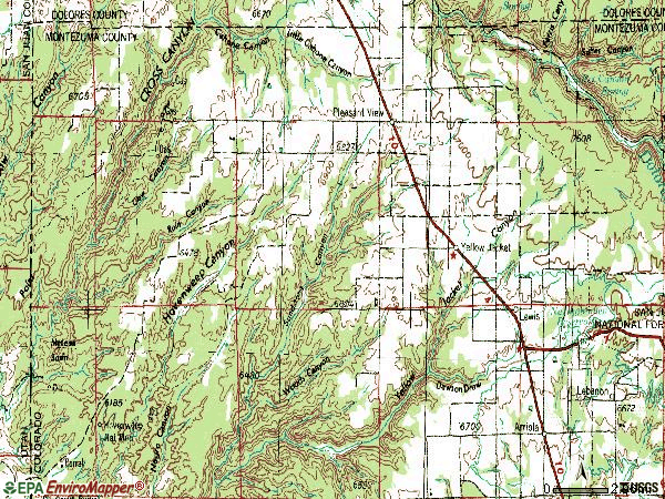 Zip code 81331 topographic map