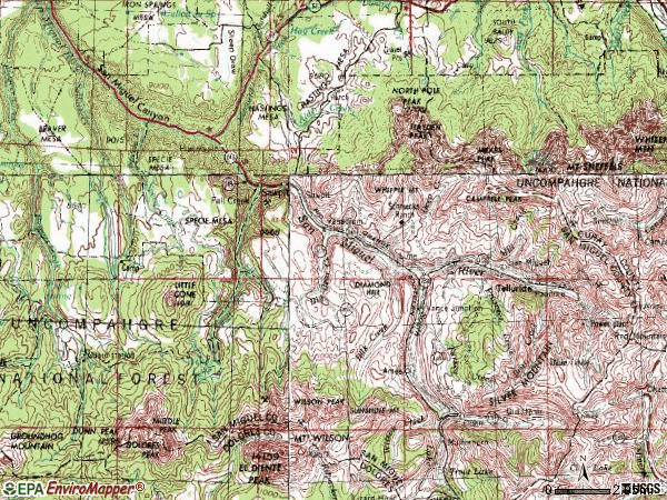 Zip code 81435 topographic map