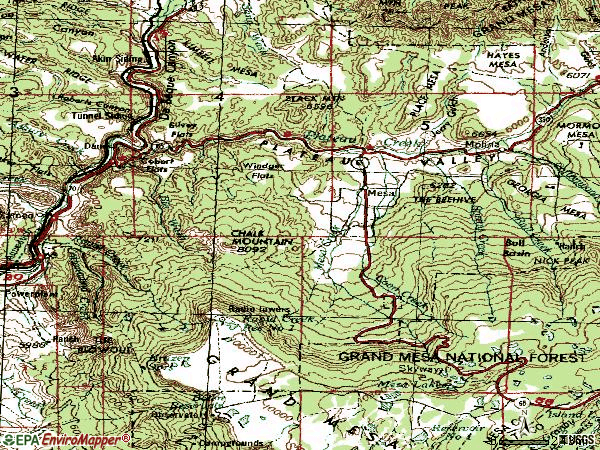 Zip code 81643 topographic map