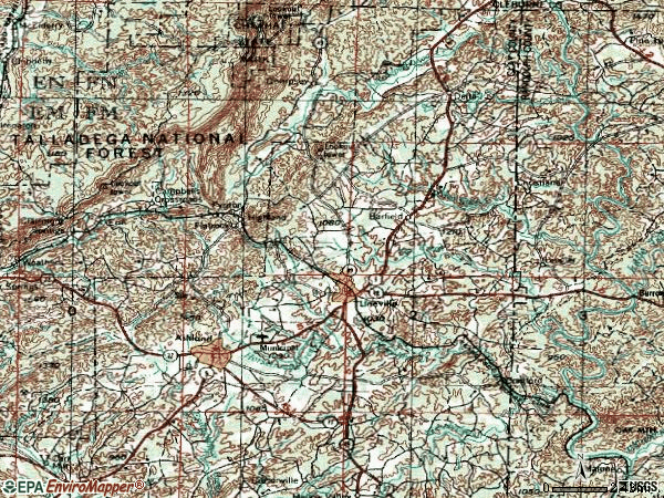 Zip code 36266 topographic map