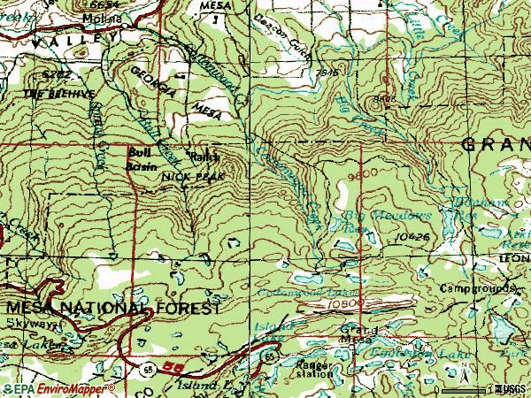 Zip code 81646 topographic map