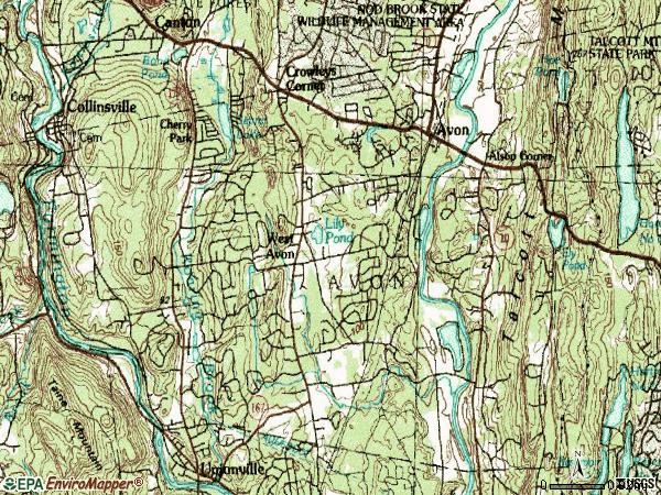 Zip code 06001 topographic map