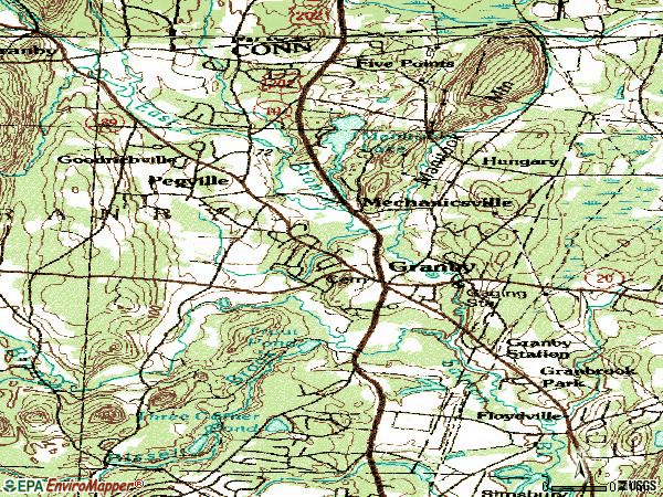 Zip code 06035 topographic map