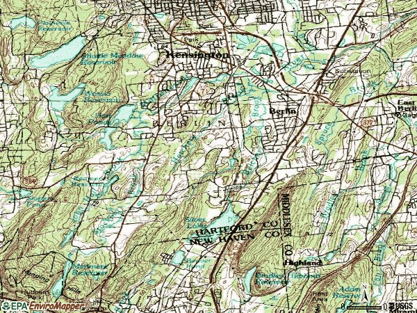 Zip code 06037 topographic map