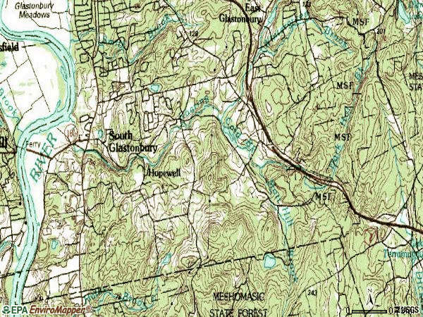 Zip code 06071 topographic map