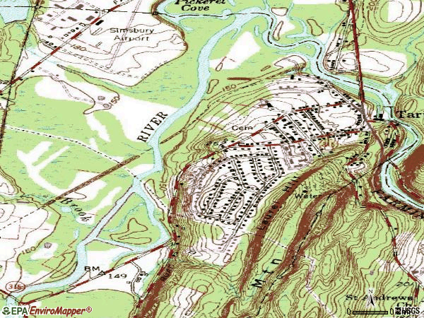 Zip code 06081 topographic map
