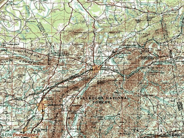 Zip code 36272 topographic map