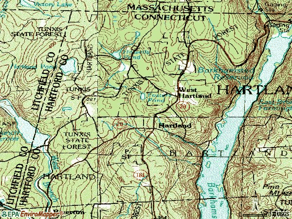 Zip code 06091 topographic map