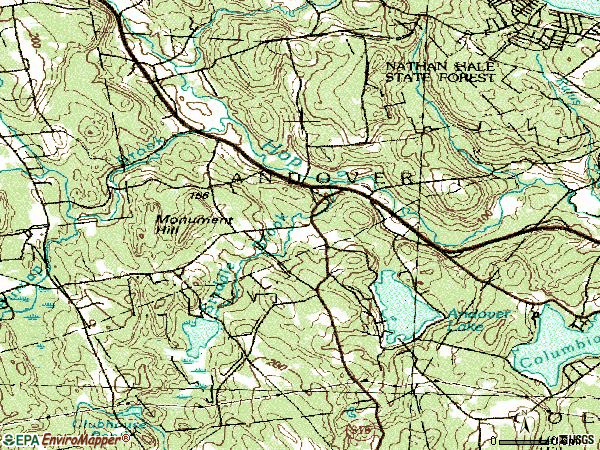 Zip code 06232 topographic map