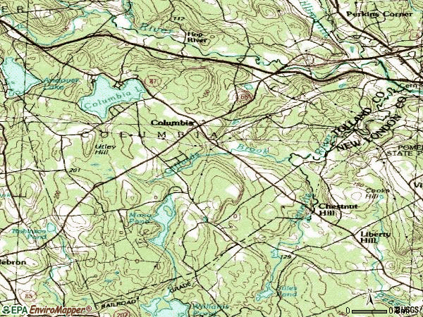 Zip code 06237 topographic map