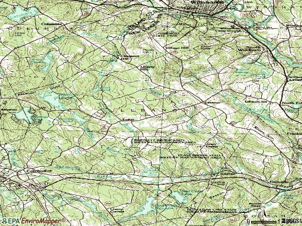 Zip code 06249 topographic map
