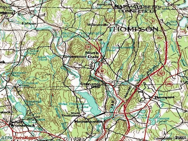 Zip code 06255 topographic map