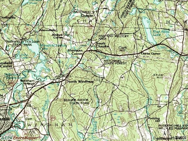 Zip code 06256 topographic map