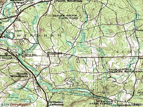 Zip code 06280 topographic map