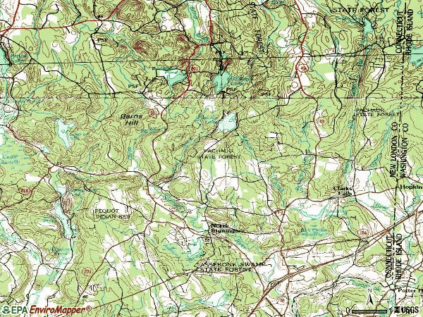 Zip code 06359 topographic map