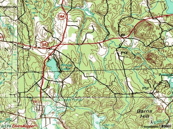 Zip code 06365 topographic map