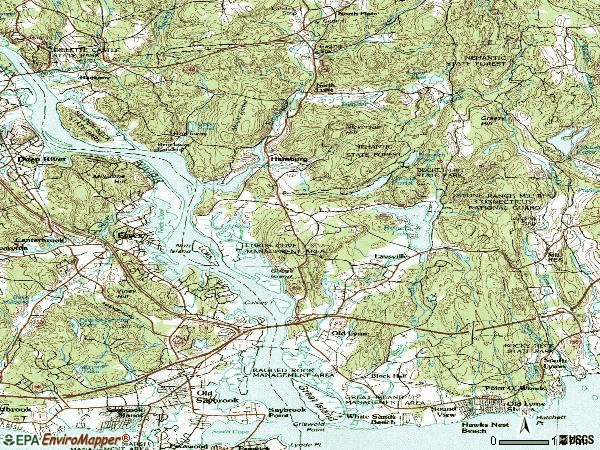 Zip code 06371 topographic map