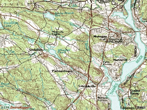 Zip code 06382 topographic map