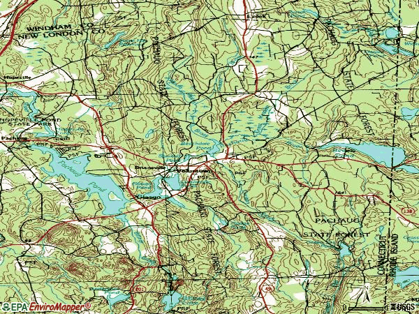 Zip code 06384 topographic map
