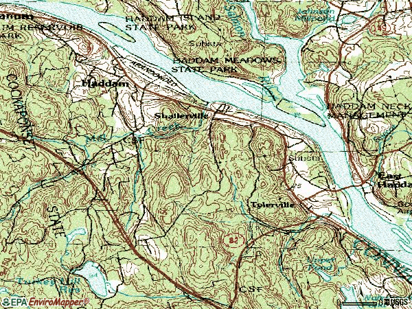 Zip code 06438 topographic map