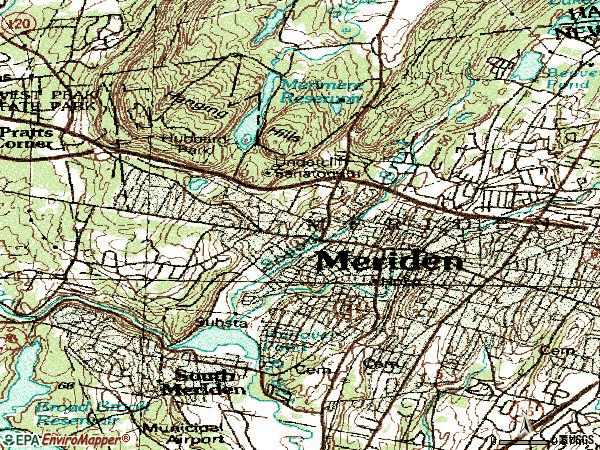 Zip code 06451 topographic map