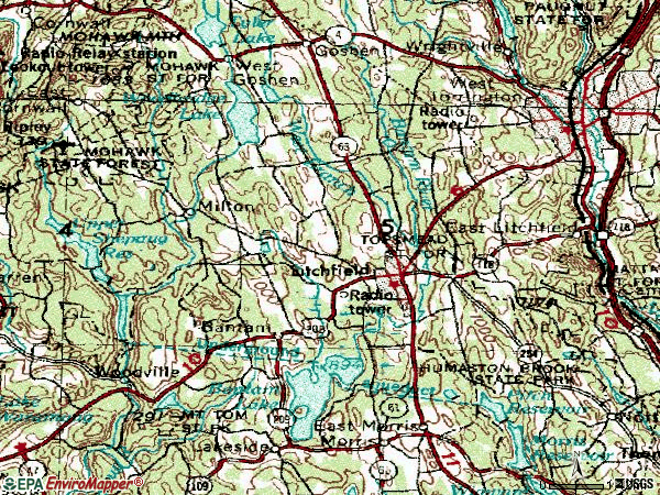Zip code 06759 topographic map