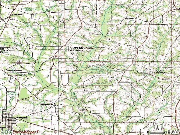 Zip code 36318 topographic map