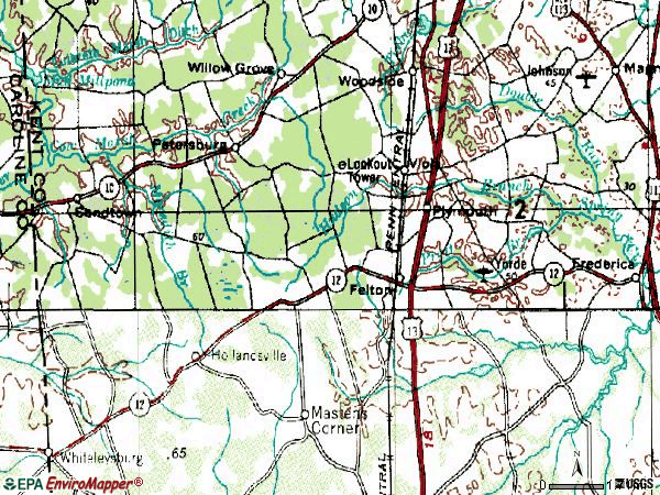 Zip code 19943 topographic map