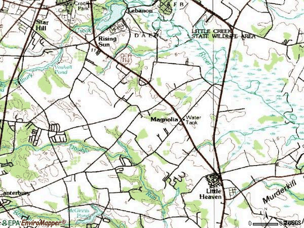 Zip code 19962 topographic map