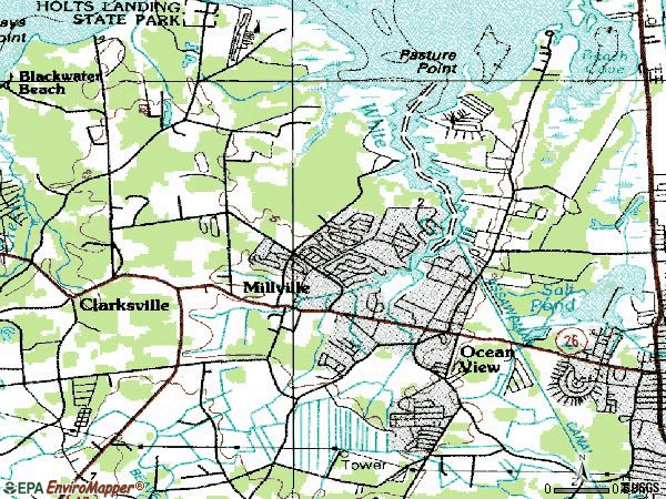 Zip code 19970 topographic map