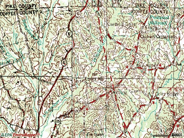 Zip code 36346 topographic map