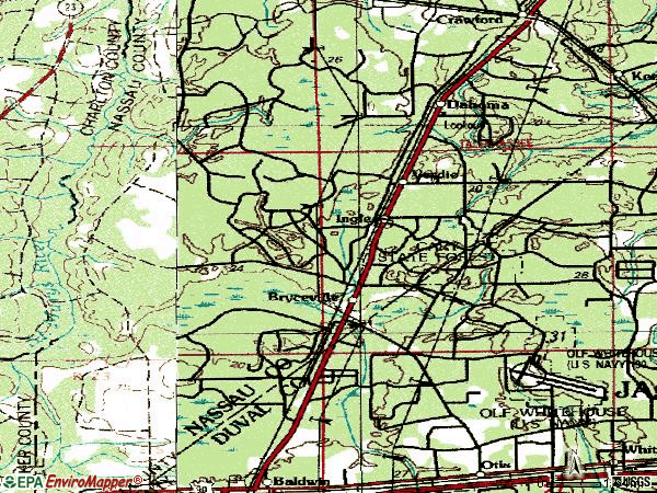 Zip code 32009 topographic map