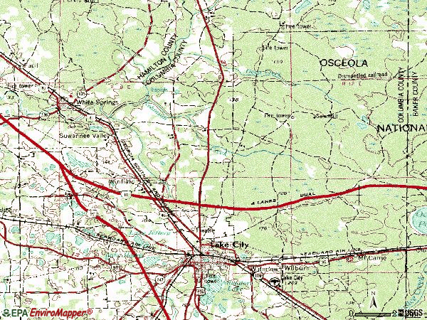 Zip code 32055 topographic map