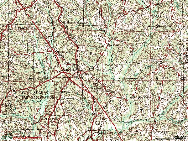 Zip code 36360 topographic map