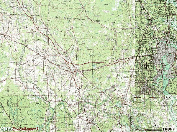 Zip code 320XX topographic map