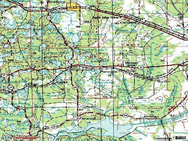 Zip code 32148 topographic map