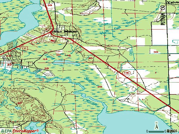 Zip code 32187 topographic map