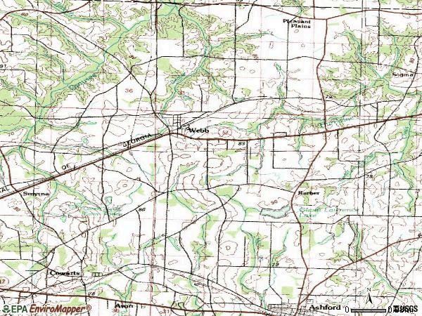 Zip code 36376 topographic map