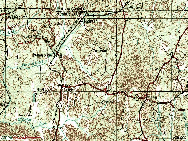 Zip code 36425 topographic map